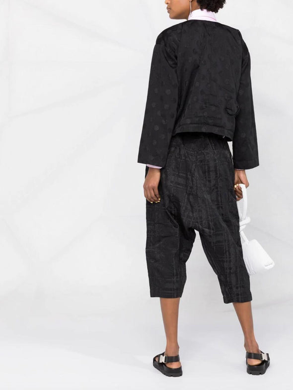 CDG CDG Black Check Print Cropped Pants