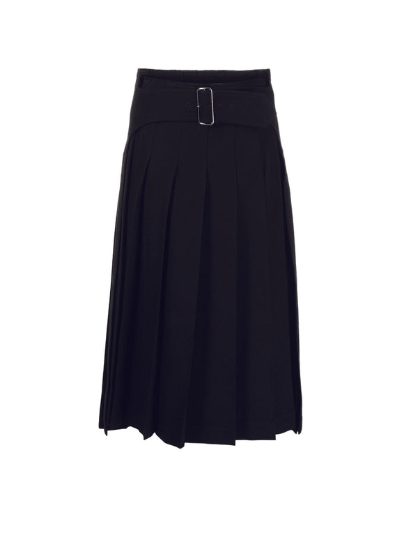 CDG CDG Black Pleated Skirt with Belt