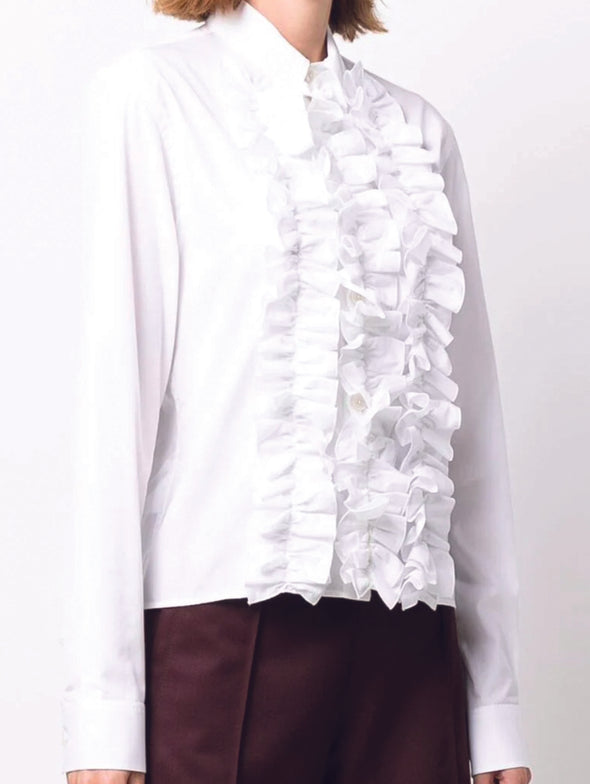 Marni White Ruffle Shirt
