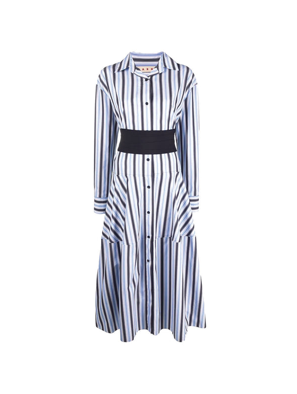 Marni Blue Striped Shirt Dress