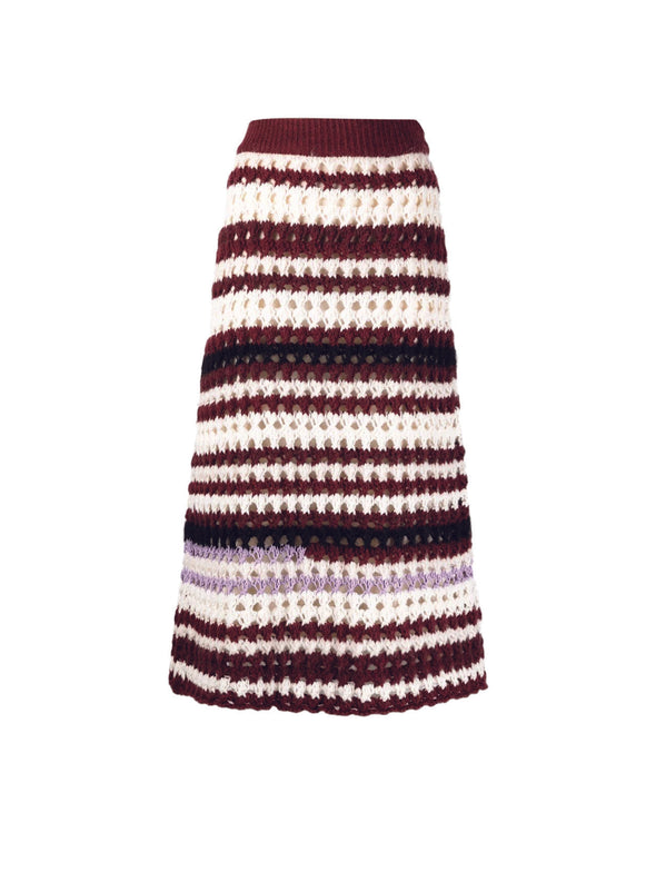 Marni Red Stripe Open Knit Skirt