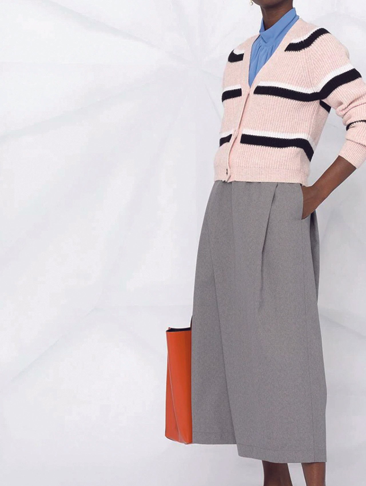 Marni Grey Wide Leg Wrap Trousers