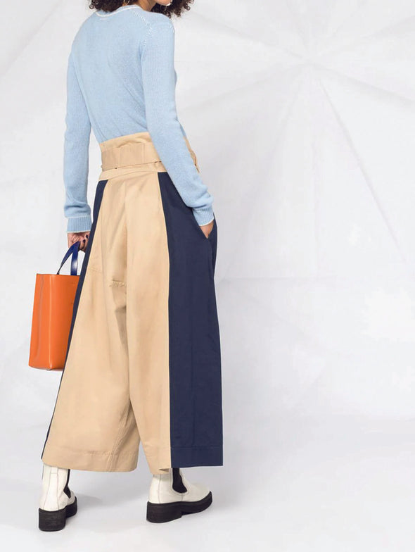 Marni Beige Panelled Wide Leg Trousers