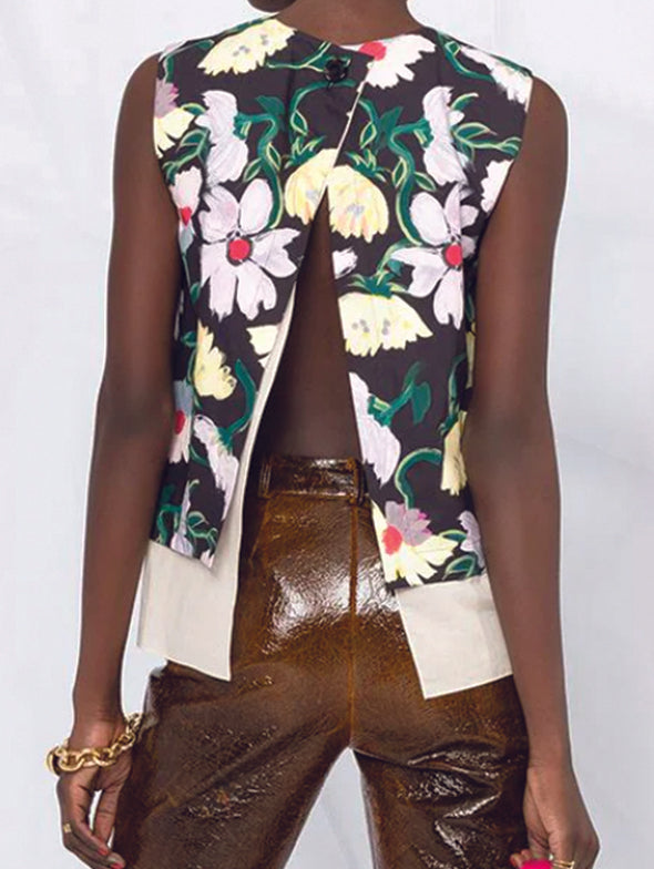 Marni Black & Lilac Floral Vest
