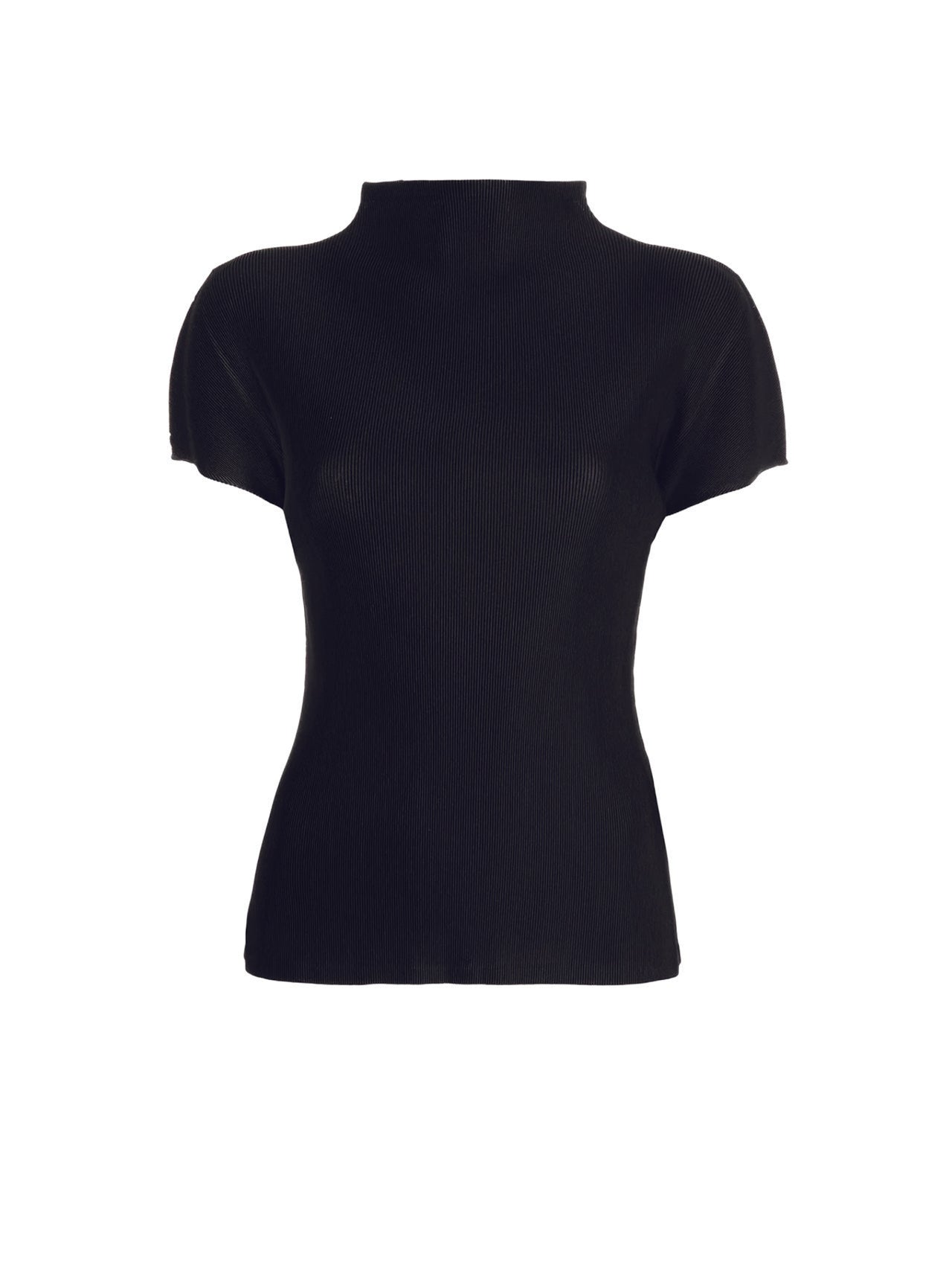 Pleats Please Issey Miyake Black Mist Basics High Neck Tshirt