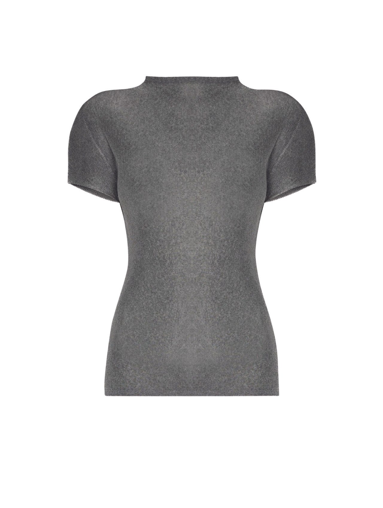 Pleats Please Issey Miyake Grey Mist High Neck Top