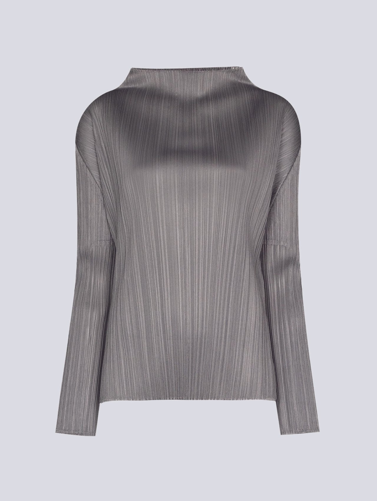 Pleats Please Issey Miyake Grey Basics Long Sleeve Top