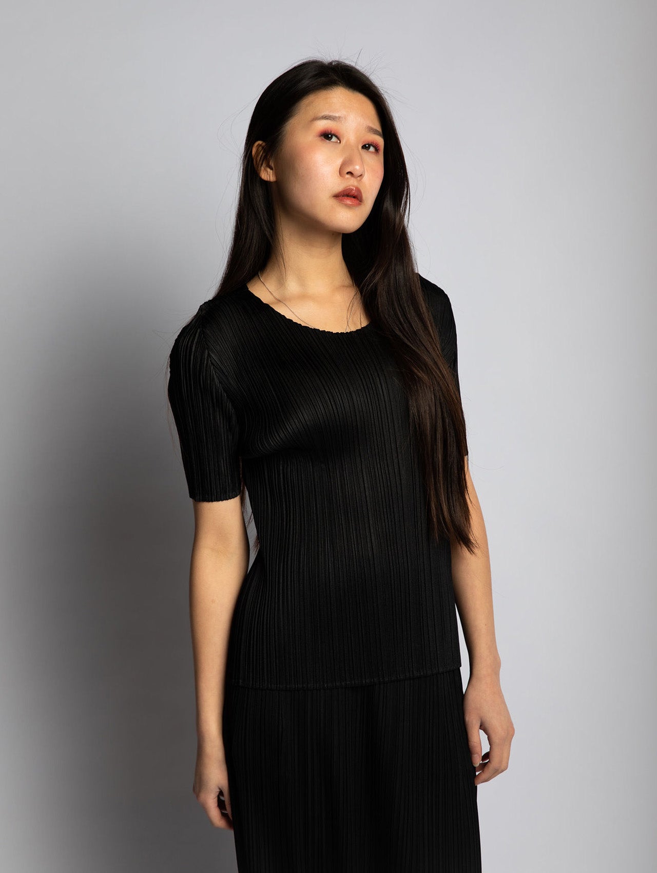 Pleats Please Issey Miyake Black Mid Sleeve Top
