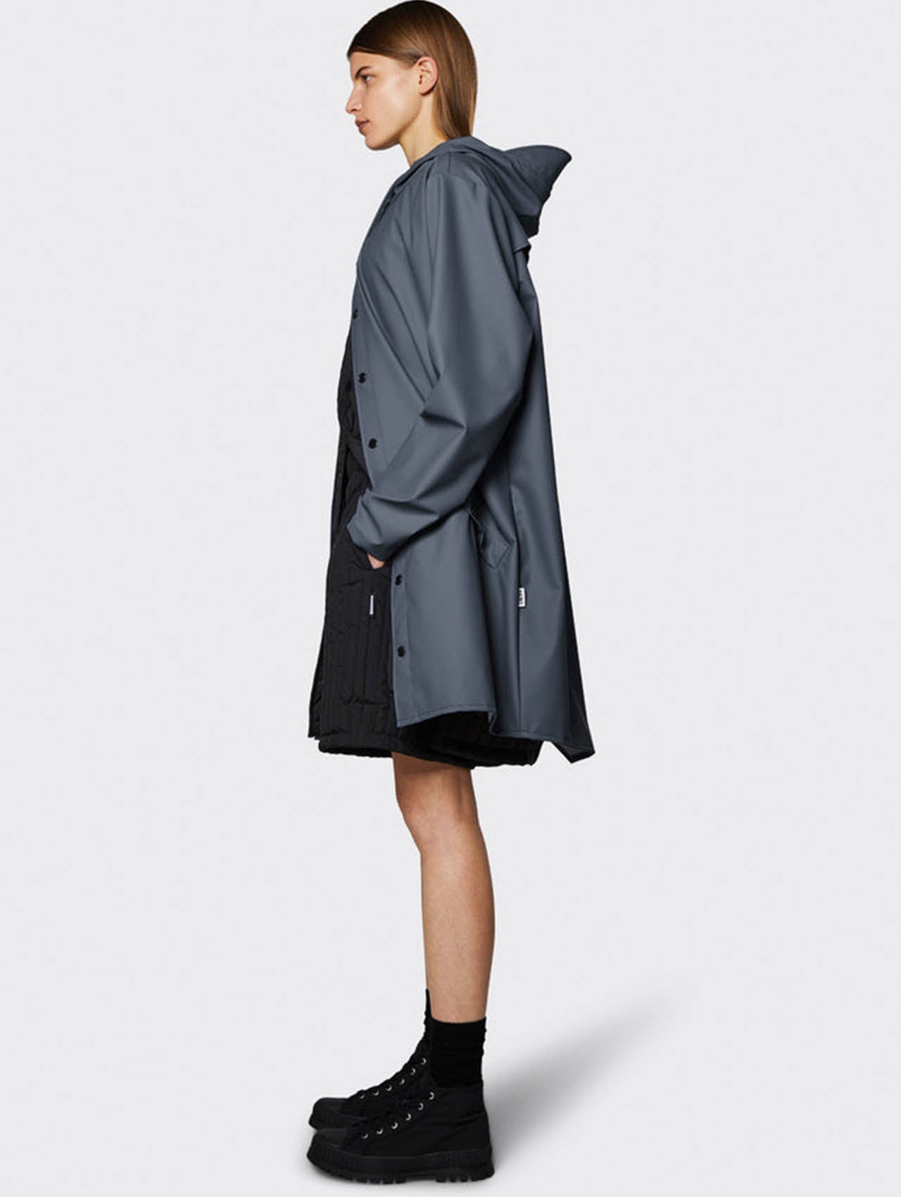 Rains long jacket charcoal online