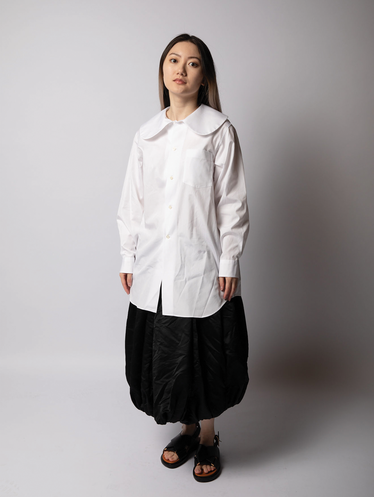 CDG CDG White Peter Pan Collar Longline Blouse