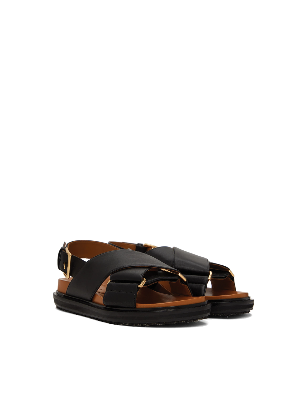 Marni Black & Brown Fussbett Sandals