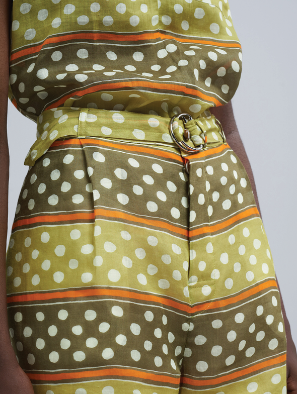 Marni Olive Dot & Stripe Shorts