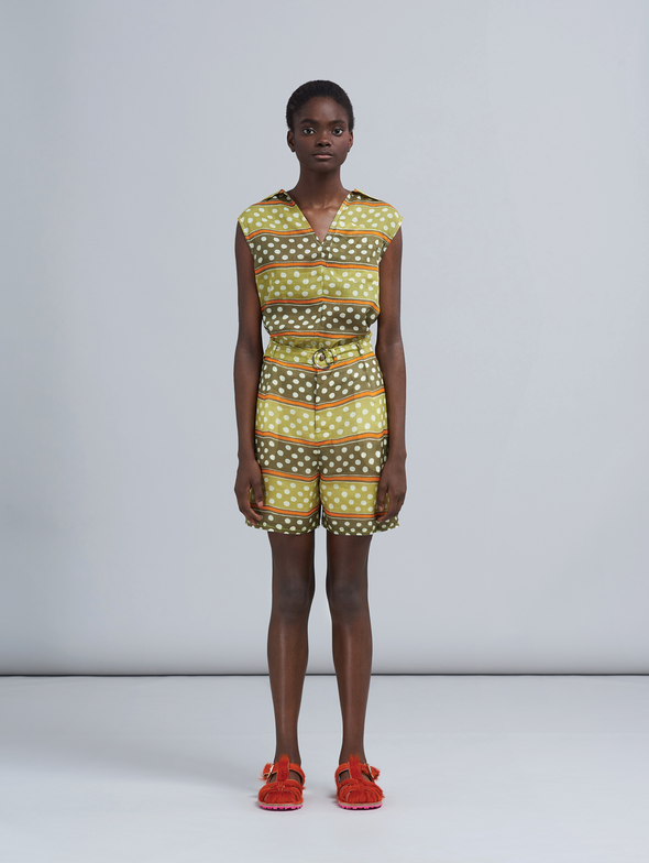 Marni Olive Dot & Stripe Shorts