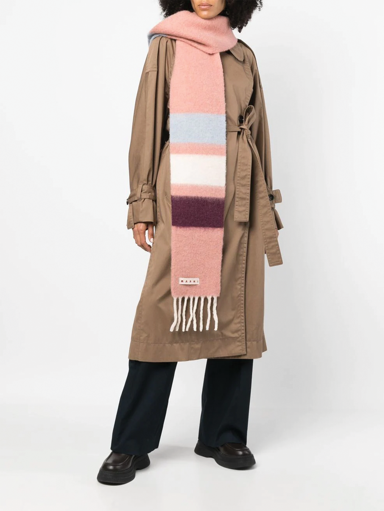 スカーフ Scarf - Marni - Wool - Pink Marni Pink Stripe Alpaca Scarf