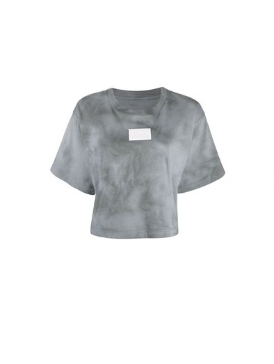 MM6 Grey Cropped Logo Patch T-shirt
