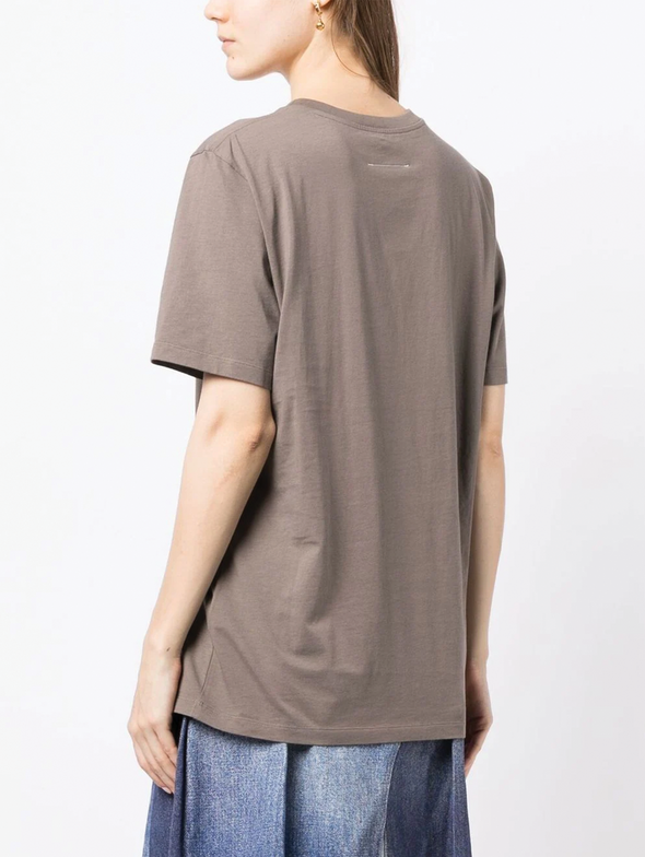 MM6 Taupe Oversized Printed Logo T-shirt
