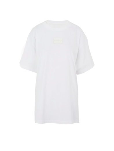 MM6 White Oversized Printed Logo T-shirt