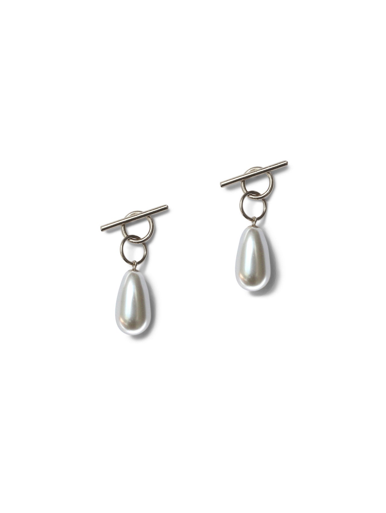 Momoko Hatano Silver White Pearl Two Way Tangle Earrings