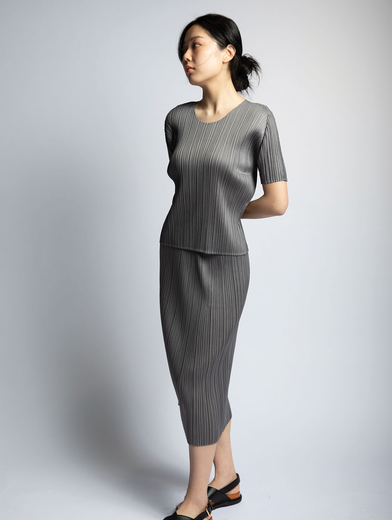 Pleats Please Issey Miyake Grey Basics Skirt