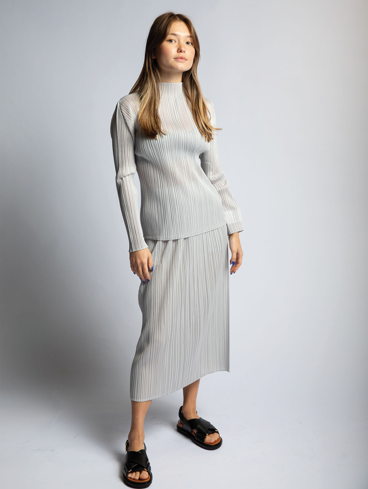 Pleats Please Issey Miyake Light Grey Basics Skirt